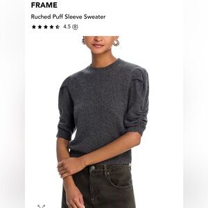 New FRAME 100% cashmere Ruched Puff Sleeve Sweater